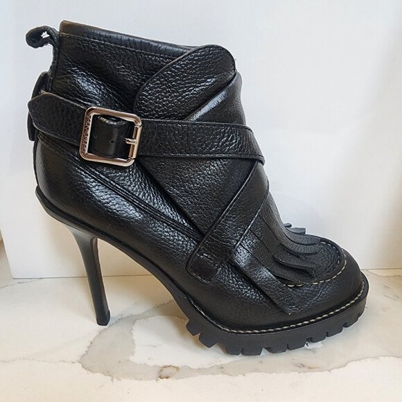 TORY BURCH Lyle Lug Heeled Leather Booties - Size 9 - Picture 10 of 10